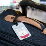 Winter Rabbit Personalized Bag Tag | Sky<br><div class="desc">This adorable personalized luggage tag makes a great kids stocking stuffer or gift for grandchildren. Cute wintry design features a snowy sky blue background with a cute white rabbit illustration decked out in a pink winter hat and scarf. Personalize with a name or monogram on the front, and add your...</div>