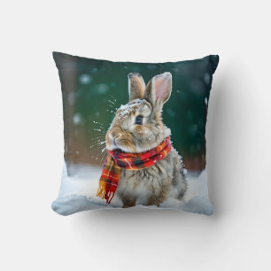 Winter Rabbit Throw Pillow