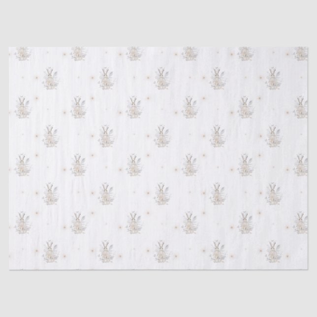 Winter Rabbit w/ Winter Florals  Tissue Paper (Front)