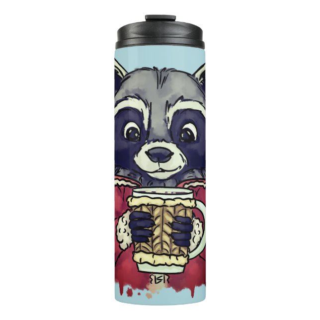 Winter raccoon thermal tumbler (Front)