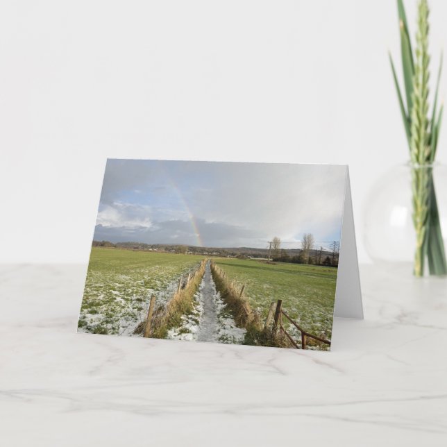 Winter Rainbow Arnside Moss Thank You Card (Front)