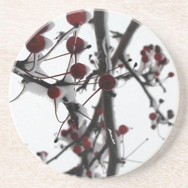 Winter Red Berries Coaster (Front)