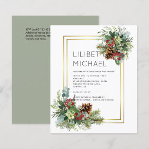 Winter Red Berries Pine Cones Wedding
