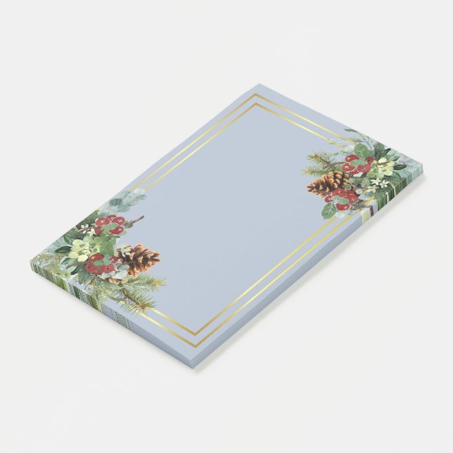 Winter Red Berries Pine Cones Wedding Post-it Notes (Angled)
