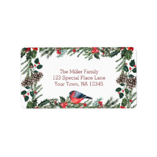 Winter Red Bird Christmas Label