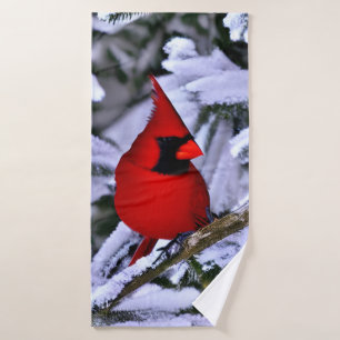 Winter Red Cardinal Bath Towel