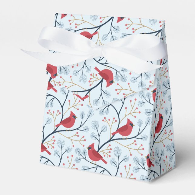 Winter Red Cardinal Bird Favor Box (Front Side)