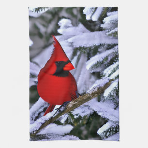 Winter Red Cardinal Kitchen Towel