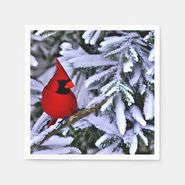 Winter Red Cardinal Napkin (Front)