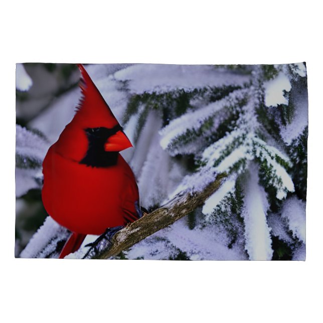Winter Red Cardinal Pillowcase (Back)