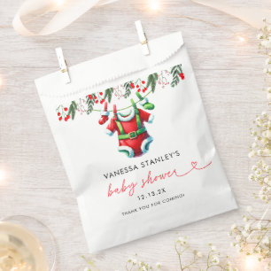 Winter Red Christmas Santa Baby Shower Thank You Favour Bag