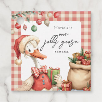 Winter Red Christmas Silly Goose 1st birthday Favour Tags