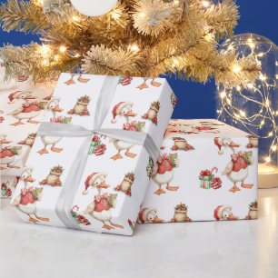 Winter Red Christmas Silly Goose  1st birthday Wrapping Paper
