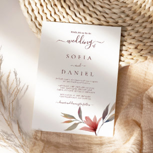 Winter Red Flower Watercolor Wedding Invitation