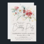 Winter Red Flowers 21st Birthday Surprise Party Invitation<br><div class="desc">Red and white winter watercolor flowers are nestled in soft sage green leaves and foliage. Gold snowflakes add a festive touch. An elegant,  simple and modern script gives it a open and airy vibe. There is also a winter floral boquet on the back.</div>