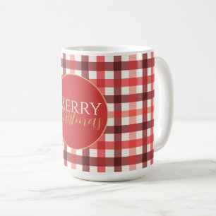 Winter Red Gingham Plaid Chequered Pattern Coffee Mug