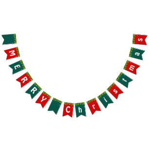 Winter RED GREEN MERRY Christmas party Bunting Flags
