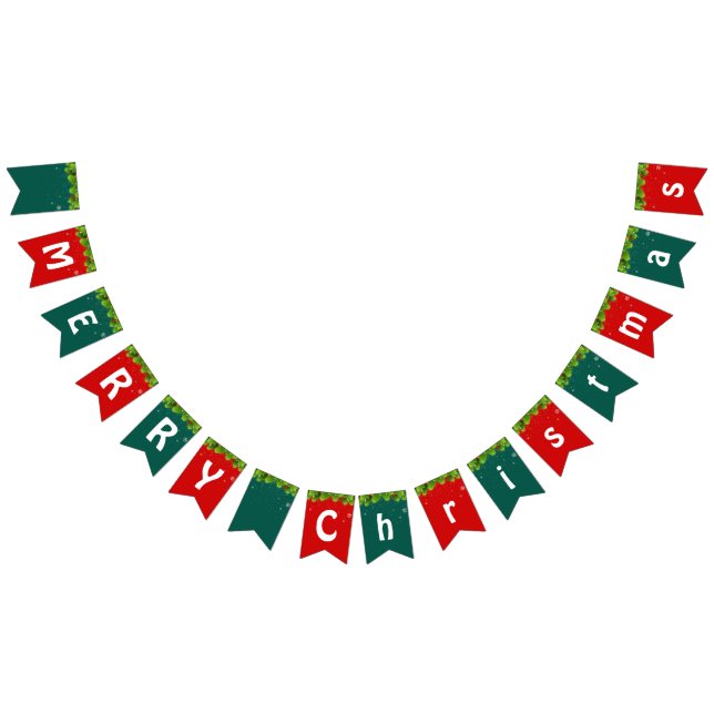 Winter RED GREEN MERRY Christmas party Bunting Flags (All)