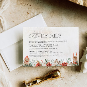 Winter Red Greenery Pinecone Mariage Détails Carte