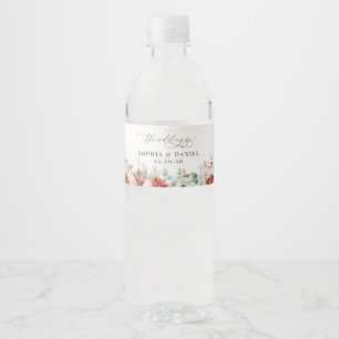 Winter Red Greenery Pinecone Water Bottle Label