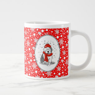 Winter (Red) Old English Sheepdog (Grey 1) Cute Large Coffee Mug