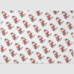 Winter (Red) Old English Sheepdog (Grey 1) Cute Tissue Paper