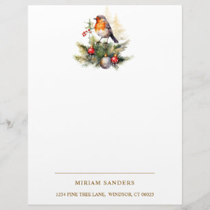 Winter Red Robin Christmas Letterhead