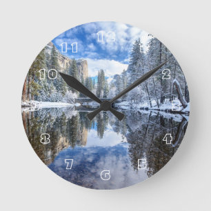 Winter Reflection at Yosemite Round Clock