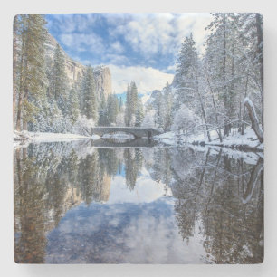 Winter Reflection at Yosemite Stone Coaster