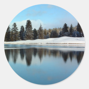 Winter Reflection Classic Round Sticker