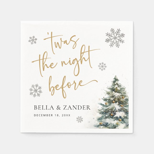Winter Rehearsal Dinner Napkin Night Before Napkin (Front)