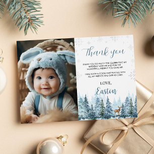 Winter Reindeer Anniversaire Photo Carte de remerc