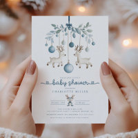 Winter Reindeer Baby Shower Invitation
