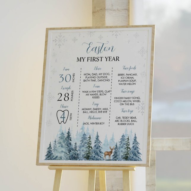 Winter Reindeer Birthday Party Milestone Poster (Creator Uploaded)