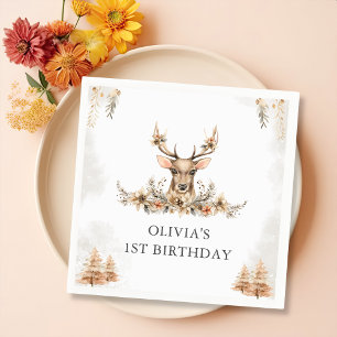 Winter Reindeer Christmas Birthday Party Napkin