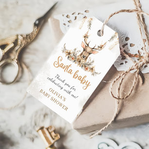 Winter Reindeer Christmas Santa Baby Shower Favour Gift Tags