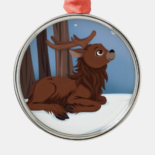 Winter Reindeer Metal Ornament