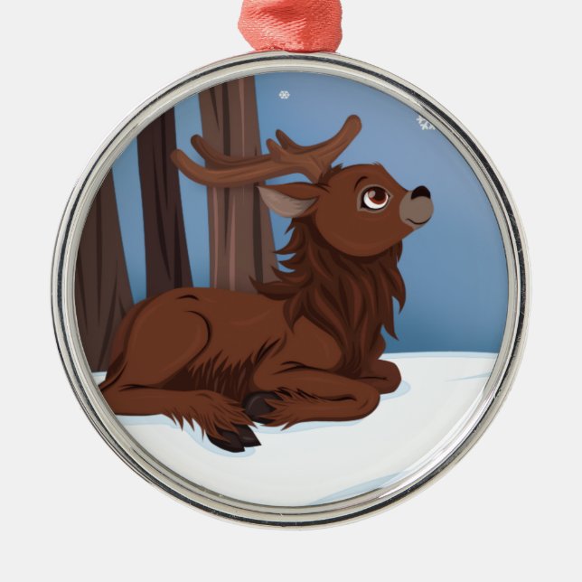 Winter Reindeer Metal Ornament (Front)