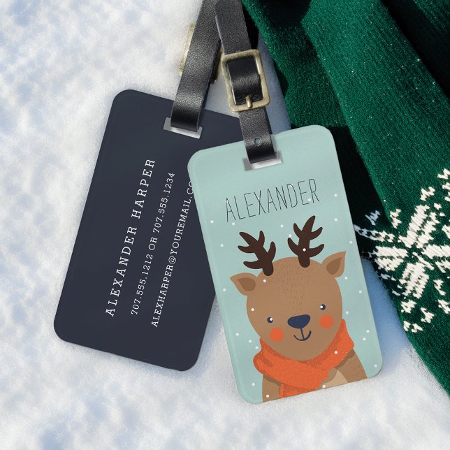 Winter Reindeer Personalized Bag Tag | Mint (Creator Uploaded)