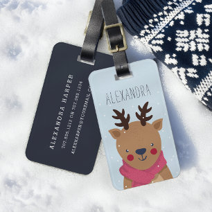 Winter Reindeer Personalized Bag Tag Sky