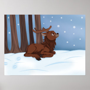 Winter Reindeer Poster