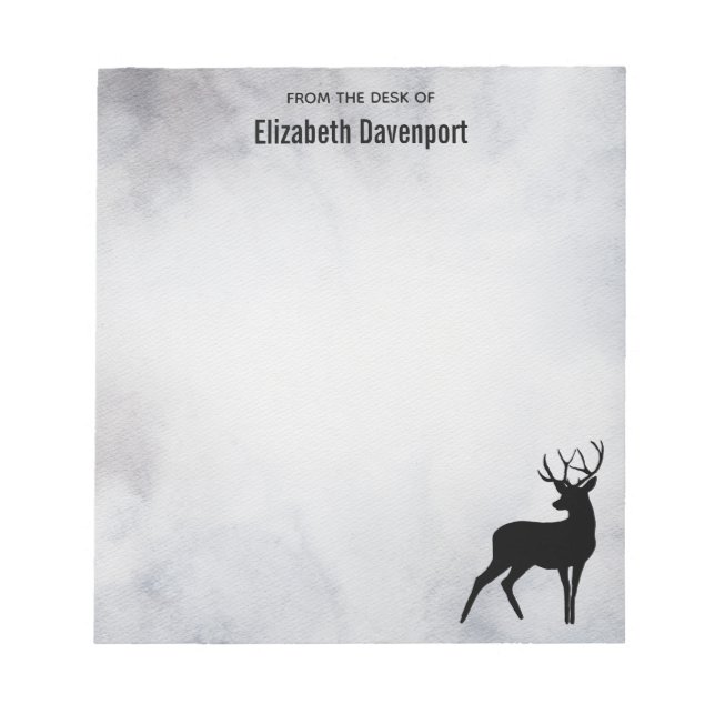 Winter Reindeer Rustic Grey Watercolor Notepad (Front)