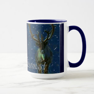 Winter Reindeer, Snow & Merry Christmas Design Mug