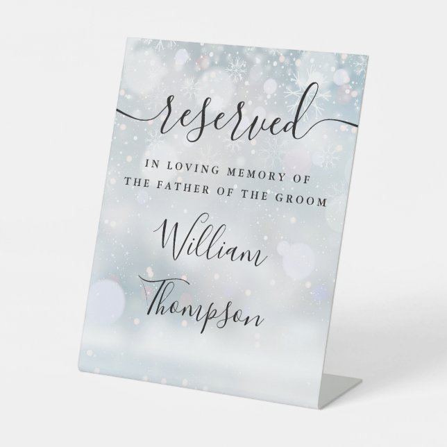 Winter Reserved Father Of The Groom Memorial Pedestal Sign (Front)