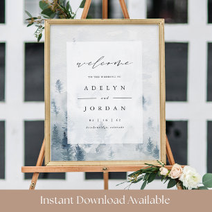 Winter Reverie   Blue Pine Wedding Welcome Sign