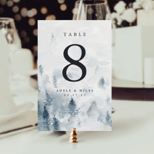 Winter Reverie Carte de numéro de table personna