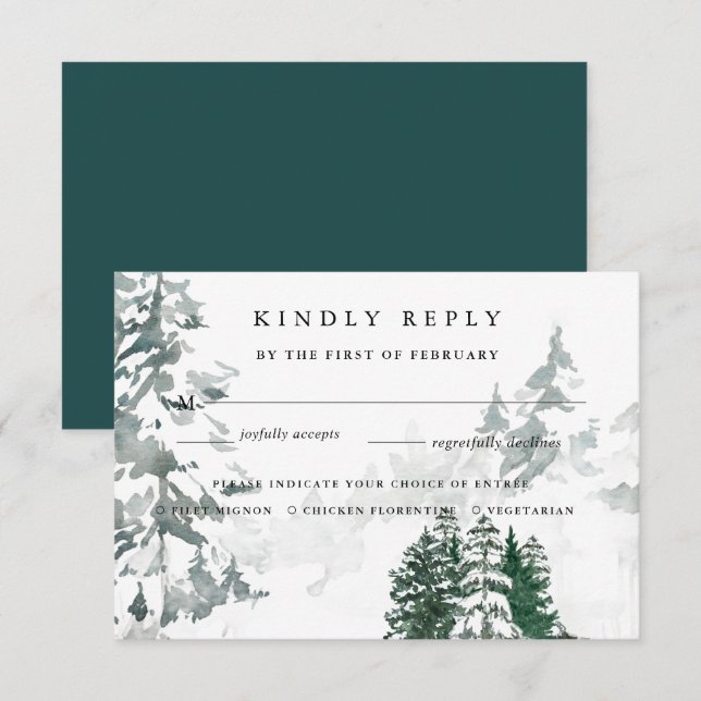Winter Reverie Meal Choice RSVP Card (Front/Back)