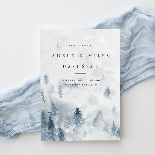 Winter Reverie Watercolor Forest Save the Date