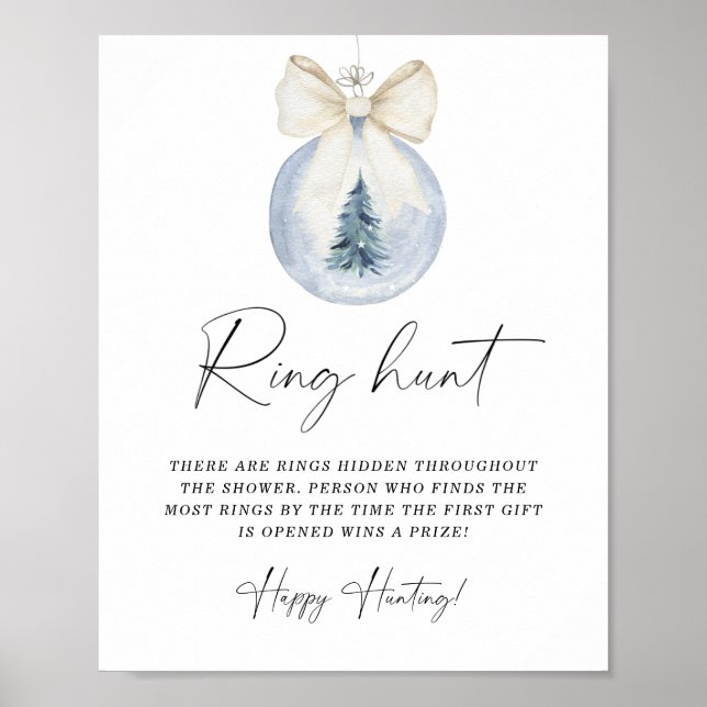 Winter ring hunt bridal shower game poster (Front)