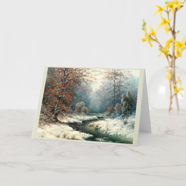 Winter River Landscape, Winter  Card (Yellow Flower)